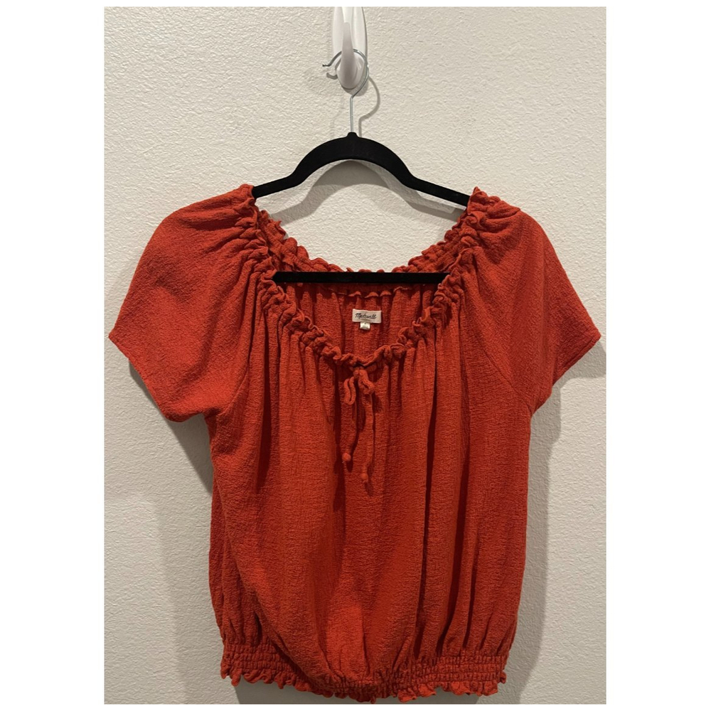 MADEWELL Texture & Thread Rusty Orange Drawstring Top - Picture 2 of 4